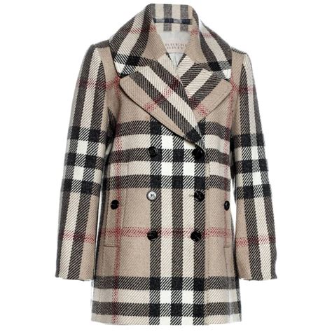 burberry plaid coat|Burberry coat with wool collar.